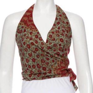 RALPH LAUREN COLLECTION Paisley Silk Wrap Top
